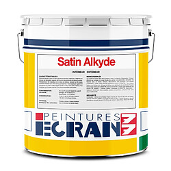 Peintures Daniel Peinture professionnelle satin, murs et plafonds, blanc, résine alkyde - Satin Alkyde ECRAN 77-4 litres-Blanc