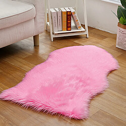 LUUCOZK Tapis Moelleux en Fausse Fourrure Tapis Shaggy pour Chambre à Coucher Salon - Rose foncé-Irrégulier 60x110