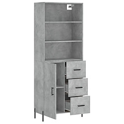 Avis vidaXL Buffet haut Gris béton 69,5x34x180 cm Bois d'ingénierie