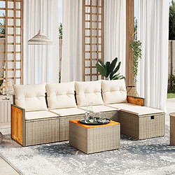 vidaXL Salon de jardin avec coussins 6 pcs beige résine tressée 