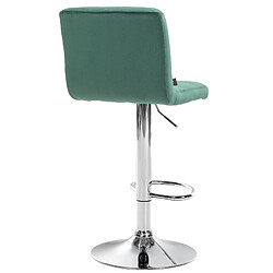 Avis Decoshop26 Lot de 2 tabourets de bar en velours vert avec coutures décoratives pied en trompette métal chromé 10_0004392