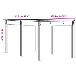 vidaXL Table de jardin blanc 159,5x82,5x76 cm bois massif de pin pas cher