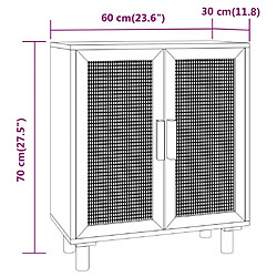 vidaXL Buffet Marron 60x30x70 cm Bois de pin massif et rotin naturel pas cher