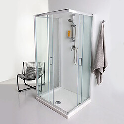 Kiamami Valentina CABINE DE DOUCHE 3 FACES 80X120X80 VERRE CLAIR 6MM