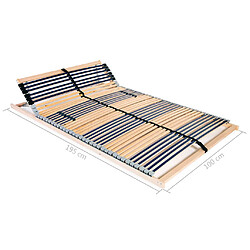 vidaXL Sommier à lattes sans matelas avec 42 lattes 7 zones 100x200 cm pas cher