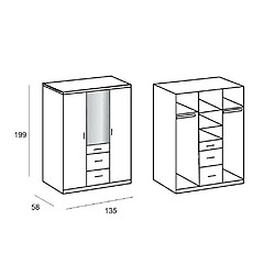 Avis Inside 75 Armoire COOPER 3 portes 3 tiroirs largeur 135 laquée blanc