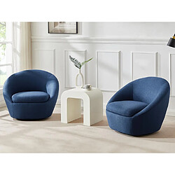 Vente-Unique Fauteuil pivotant arrondi en tissu bleu LACARA II