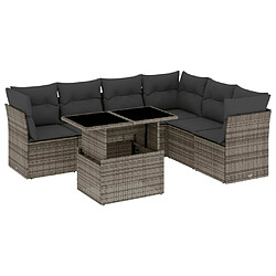 vidaXL Salon de jardin avec coussins 7 pcs gris résine tressée