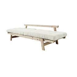 Inside 75 Banquette convertible futon STEP pin massif coloris naturel couchage 70*200 cm. pas cher