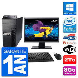 PC Tour Lenovo M91p Ecran 22" Intel G630 RAM 8Go Disque 2To Windows 10 Wifi - Occasion