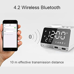 Wewoo K11 Bluetooth réveil haut-parleur Creative Digital Music Clock Display Radio avec double interface USB, support U disque / carte TF / FM / AUX, prise US (blanc) pas cher