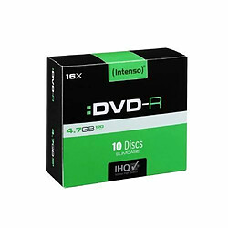 Ina DVD-R à graver - 4,7 Go - Vitesse x 16 - Intenso - Enregistrable d'un côté - Boîte rigide (lot de 10)