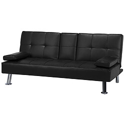 Acheter Beliani Canapé-lit Cuir PU Noir ROXEN