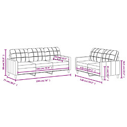 vidaXL Ensemble de canapés 2 pcs avec coussins Jaune clair Tissu pas cher