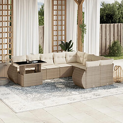 vidaXL Salon de jardin avec coussins 10 pcs beige résine tressée