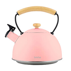 Bouilloire à Induction Théière Sifflet 2,3L Acier Inox. Retro, Poignée en Bois, , Rose, Briebe, Pastel 