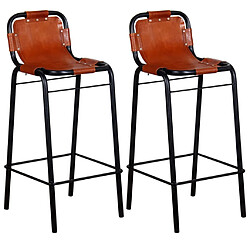 vidaXL Tabourets de bar lot de 2 cuir véritable 