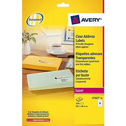 Etiquettes adresses jet d'encre 99,1 x 38,1 mm Avery J8563-25 transparentes - Pochette de 350