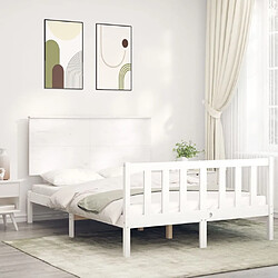 Maison Chic Cadre/structure de lit avec tête de lit pour adulte - Lit Moderne Chambre blanc 120x200 cm bois massif -MN17452