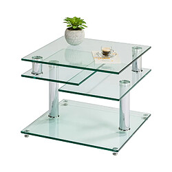 Avis Modern Living Table basse verre et chromé DINO 2 avec 2 plateaux pivotants