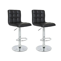 CRUNCH Lot de 2 tabourets de bar - Simili noir - Structure en metal chrome - Contemporain - L 41,5 x P 48 cm 