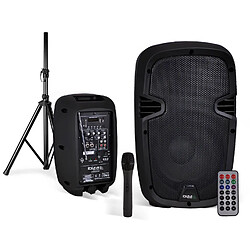 Ibiza Sound Enceinte mobile amplifiée 8"/20cm 300W USB/SD/BT + Micro VHF + Pied HYBRID8VHF-BT