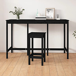 vidaXL Table de bar Noir 180x80x110 cm Bois massif de pin