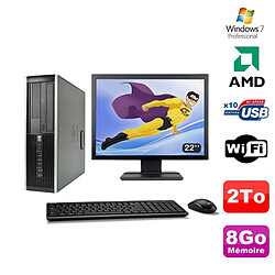 Lot PC HP Compaq 6005 Pro SFF AMD 3GHz 8Go 2To Graveur WIFI Win 7 Pro + 22"" · Occasion 