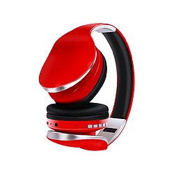 LUUCOZK Casque de basse 5.0 sans fil Bluetooth HiFi stéréo Casque de sport avec micro-Rouge 