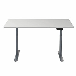 Avis Kimex Bureau motorisé assis-debout 150x75cm Plateau blanc/Pied gris, Connecté