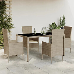 Maison Chic Ensemble à manger d'extérieur 5 pcs avec coussins,Salon de jardin,Mobilier de jardin Beige poly rotin -GKD651510