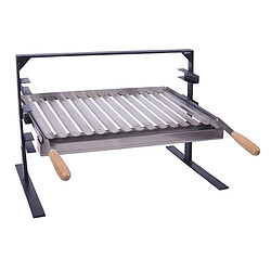 Visiodirect Support Barbecue avec grille et récupérateur de graisse en Inox coloris Gris - 60 x 43 x 42cm