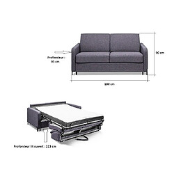 Avis Inside 75 Canapé convertible EXPRESS BERLIN couchage 140 cm matelas 16 cm pieds métal noir tissu tweed twist taupe