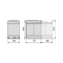 Poubelle à extraction automatique 16 L + 2 x 7,5 L - EMUCA - 8038221