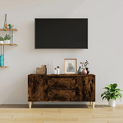 Avis Maison Chic Meuble TV scandinave - Banc TV pour salon Chêne fumé 102x44,5x50 cm Bois d'ingénierie -MN30600