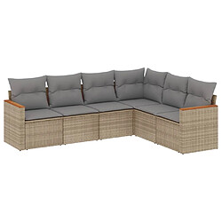 vidaXL Salon de jardin avec coussins 6pcs mélange beige résine tressée