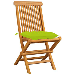 Maison Chic Lot de 4 Chaises de jardin avec coussins | chaises Relax d'extérieur vert vif Bois de teck -GKD11918