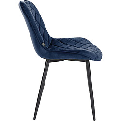 Avis Decoshop26 Lot de 4 chaises de salle à manger en tissu velours confortable bleu pieds métal noir couture losange CDS10424