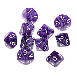 10pcs Dix Faces De Dés D10 Jouer D & D Jeux Rpg Parti Dices Purple