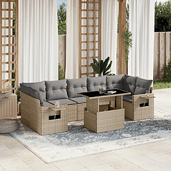 vidaXL Salon de jardin avec coussins 8 pcs beige résine tressée 