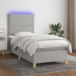 Sommier à lattes et LED,Cadre à lattes de lit avec matelas pour Adulte Gris clair 90x190cm -MN11734