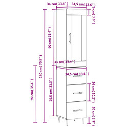 vidaXL Buffet haut Chêne fumé 34,5x34x180 cm Bois d'ingénierie pas cher