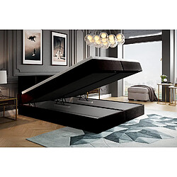 TRADA Lit adulte rembourré ROYAL avec rangement et matelas ressorts intégré dans le cadre du lit en 180×200 noir