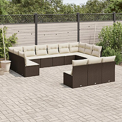 Maison Chic Salon de jardin avec coussins 13 pcs, Ensemble Tables et chaises de jardin, marron résine tressée -GKD792521