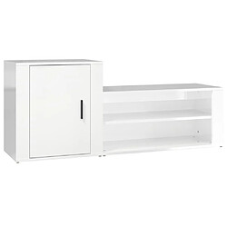 vidaXL Armoire à chaussure Blanc brillant 130x35x54 cm Bois ingénierie