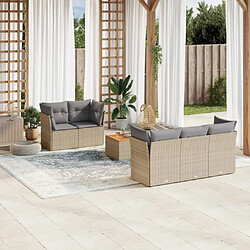 vidaXL Salon de jardin avec coussins 6 pcs beige résine tressée