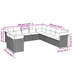 Avis vidaXL Salon de jardin 11 pcs avec coussins gris résine tressée