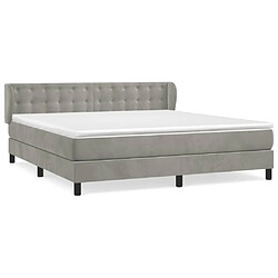 vidaXL Sommier à lattes de lit et matelas Gris clair 160x200cm Velours