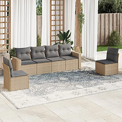 vidaXL Salon de jardin avec coussins 6 pcs beige résine tressée 