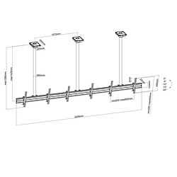 Avis Kimex Support plafond menu board 3 écrans 50''-55'' - Hauteur 150cm